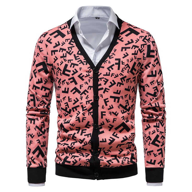 Men's Argyle Cardigans With V-neck Buttons