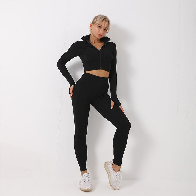 Seamless Women's Yoga Set – Sports Bra, Crop Top & Fitness Leggings