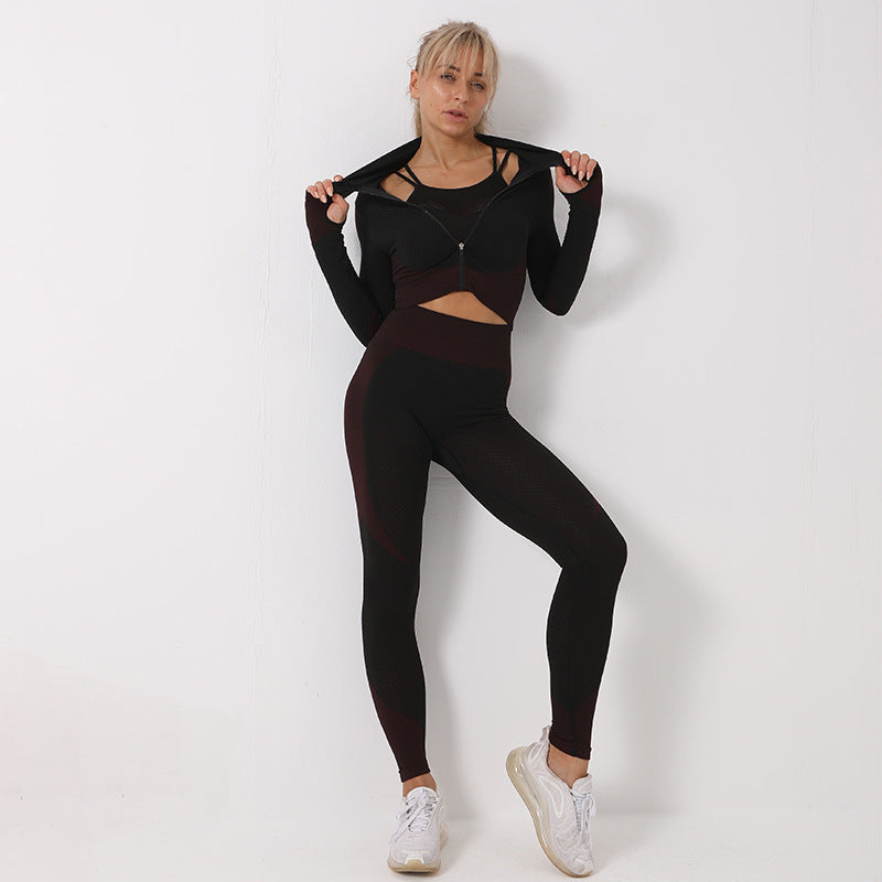 Seamless Women's Yoga Set – Sports Bra, Crop Top & Fitness Leggings