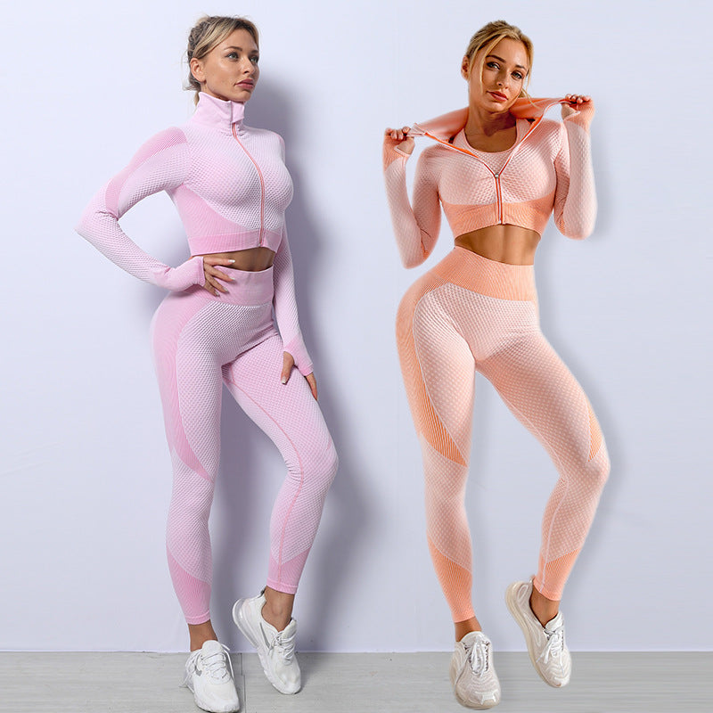 Seamless Women's Yoga Set – Sports Bra, Crop Top & Fitness Leggings